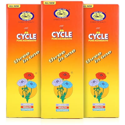 Cycle Pure Agarbatti Drie-in-één wierookstokjes Pak van 3 250 gram Bloemenhoutige Leliegeur voor Puja Meditatie