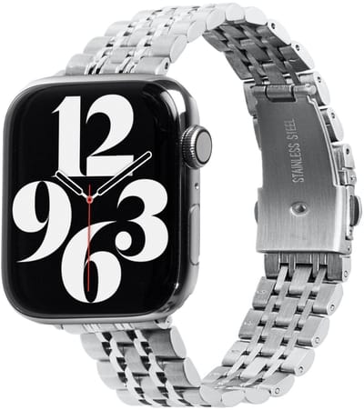 LAUT Links Noble Apple Watch Bandje – Push-Button Sluiting – Compatibel met Series 4 t/m 10, SE & Ultra – RVS