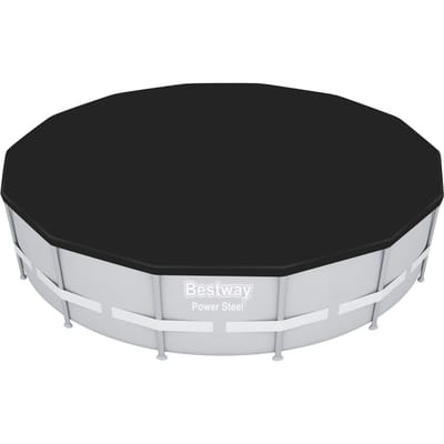 Zwembadafdekking - BESTWAY - 396 cm - Rond - Bevestiging met touwen - Voorkomt besmetting grijs