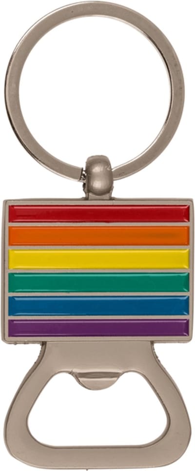Regenboog Strepen Sleutelhanger met Flesopener – Vrolijk, Stevig & Superhandig