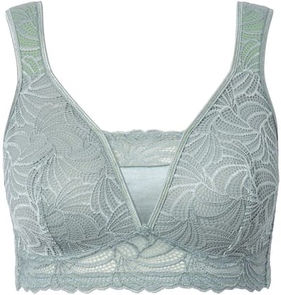 Ulla Popken - Dames - Bralette kant zonder beugel - Salbei groen - Maat 95F