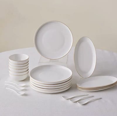 Karaca Forever Fika - New Bone Ontbijtset 22-delig - 6 Personen - Goud - Borden, Kommen en Schalen