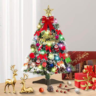 Mini kerstboom 60 cm - kunstkerstboom met versieringen - tafelversiering voor kerst - sfeervolle decoratie - SnelShoppen