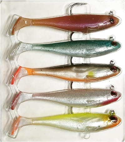 Set van 5 Rubber Vissen Lures voor Snoek, Forel en Zalm - 9 cm Geschikt voor Zoet- en Zoutwater