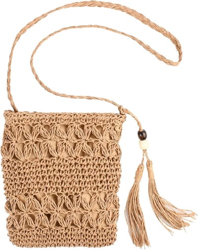Handgeweven vintage schoudertas voor dames, ideaal voor strand, vakantie en vrije tijd, lichte crossbody tas met verstelbare riem en unieke stijl