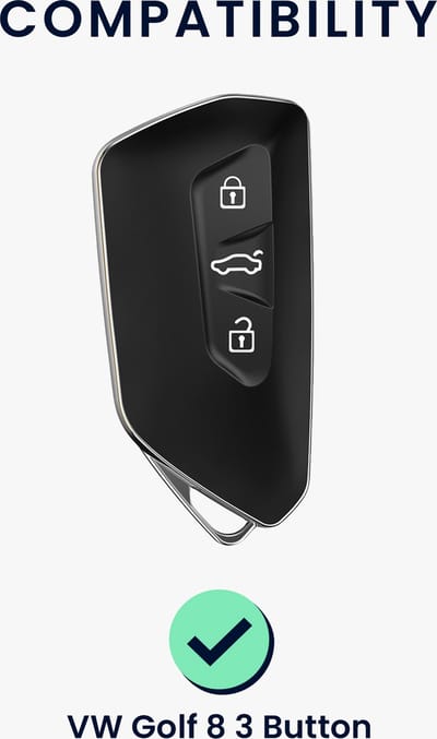 kwmobile autosleutel hoesje geschikt voor VW Golf 8 3-knops autosleutel - Autosleutel behuizing in wit / roségoud - Rallystrepen design