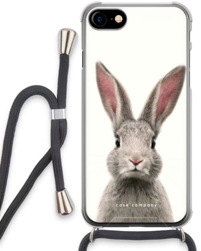 Case Company® - Hoesje met koord geschikt voor iPhone SE 2020 hoesje met Koord - Daisy - Telefoonhoesje met Zwart Koord - Bescherming aan alle Kanten en Over de Schermrand