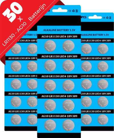 lr1130 Batterij - ag10 batterijen - AG10 - LR1130 - lr1130 knoopcelbatterij - 30 Batterijen - Voordeelbundel - AG10 knoopcelbatterij Knoopcel Batterijen