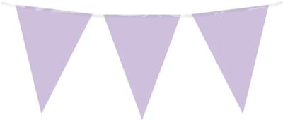 10 meter vlaggenlijn - Pastel paars - 15 vlaggen - Plastic voor binnen & buiten - 30 cm vlaggen - Herbruikbare slinger