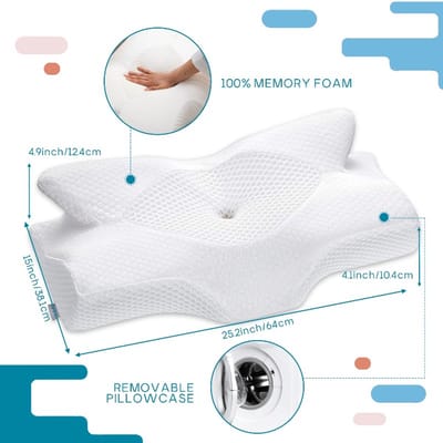 Hoofdkussen- Orthopedische Memory Foam Kussen-Verstelbaar Contour Kussen-Ergonomisch Bedkussen Voor Zij-, Rug- En Buikslapers-WIT.