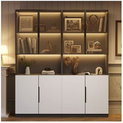 Vitrine - MUVOE - Minimaliste - Éclairage LED - 30x160x200 cm - Portes en verre