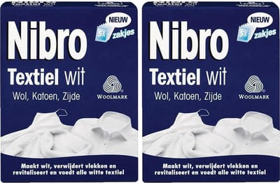Nibro Textiel wit wol katoen zijde 2x5 zakjes maakt wit verwijdert vlekken