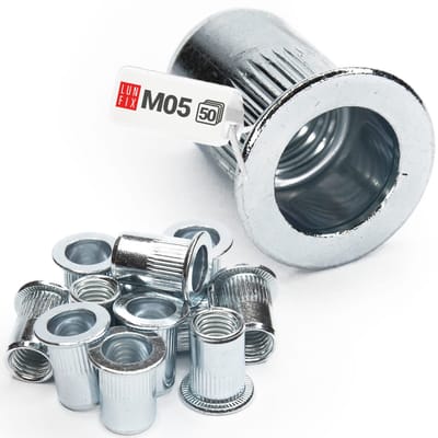 LUN FIX - Blindnietmuttern - Flachkopf M05 - 50 stk. - Flachkopf - Stahl