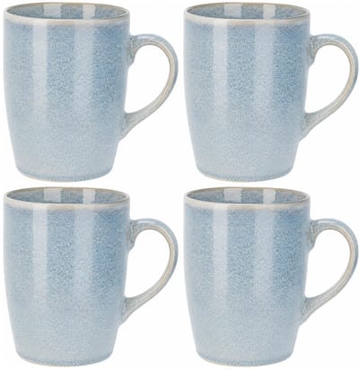 Siaki Koffiemok / theemok Faye - lichtblauw - set 4x - 340 ml - mokken - kerammiek - tas