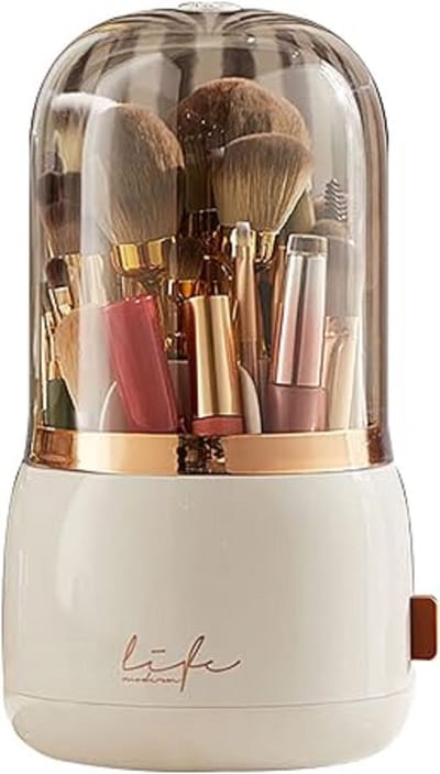 Draaiende Make-up Kwasten Organizer met Deksel - Multifunctionele Opberger voor Make-up en Cosmetica