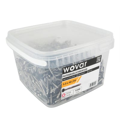 Wovar Voordeelemmer Potdekselschroeven Zwart RVS 410 5.0 x 40 mm Torx 25 Deeldraad | 1250 stuks | Houtschroeven