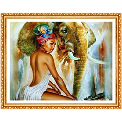 Broderie d'aiguille Broderie Diamant Éléphant Africain Forage Complet Animaux Point de Croix Peinture Strass 20X30CM brown