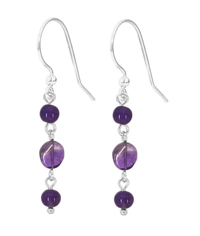 ARLIZI 2326 Oorbellen amethist kralen oorhangers - sterling zilver - 4 cm
