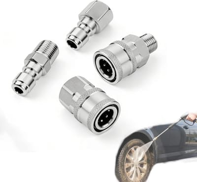 Set van 4 snelkoppelingen 1/4 inch - hogedrukreiniger aansluitingen voor efficiënt reinigen en onderhouden van oppervlakken met 1/4 inch NPT binnendraad