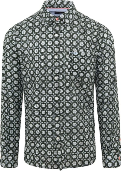 NZA Overhemd Huntly Groen Multicolour Blauw - Maat M - Heren - Overhemden Casual