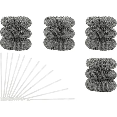 12 Stuks Lint Vallen met 12 Banden Bevestigen aan Wasmachine Gootsteen Slang Rvs Lint Catcher Tegen Verstopping 12Pcs Lint Traps with 12 Ties gray