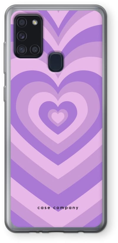 Case Company® - Hoesje geschikt voor Samsung Galaxy A21s hoesje - Hart Paars - Soft Cover Telefoonhoesje - Bescherming aan alle Kanten en Schermrand