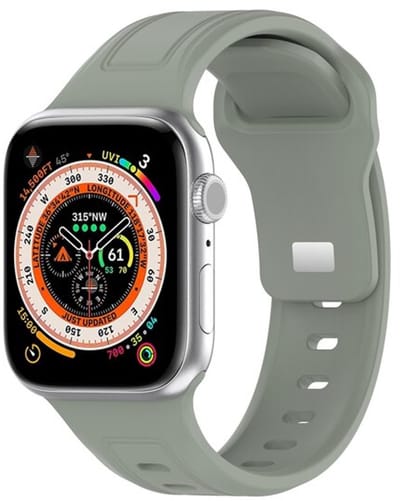 By Qubix - Geschikt voor Apple Watch bandje - Square siliconen band - Grijsgroen licht - Geschikt voor Apple Watch 38mm / 40mm / 41mm / 42mm