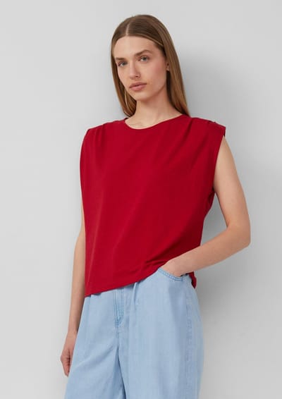 T-shirt Top Relaxed Fit met Plooien en Ronde Hals Dames s.Oliver
