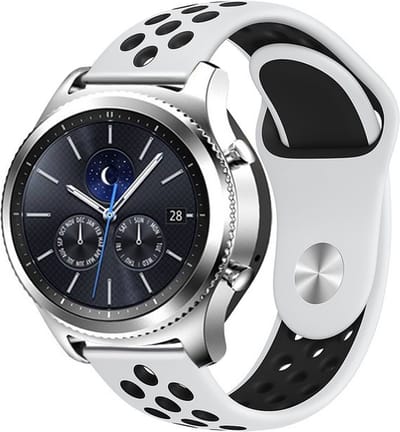 Siliconen bandje - geschikt voor Samsung Gear S3 - wit-zwart