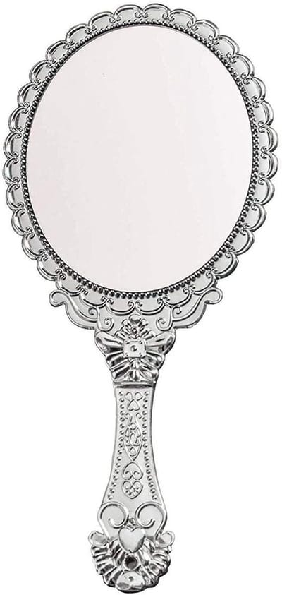 Draagbare Handspiegel, Compacte Reismirror met Handvat, Vintage Make-up Spiegel voor Vrouwen en Meisjes, Perfect voor Cosmetica en Dagelijks Gebruik