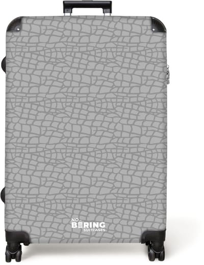 NoBoringSuitcases.com® - Koffer groot - Reiskoffer lichtgewicht - Grijze reptielenhuidstructuur - Rolkoffer met 4 wielen - Grote trolley XL - 98 liter bagage