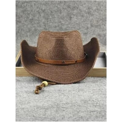 Grote Maat 62cm Cowboyhoed voor Mannen Vrouwen Nieuw Opvouwbaar Zomer Buiten Strand Jazz Strohoed UV Zonbescherming Reizen Mode Zonnehoed 59-60cm koffie