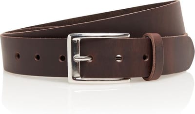 Timbelt Leren Unisex Riem - Riemstrook 3,5 cm breed - Casual Look - Echt Leer - Donkerbruin - Riemmaat 115