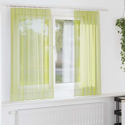 vidaXL Gordijnen voile met roedezakken 2 st appelgroen