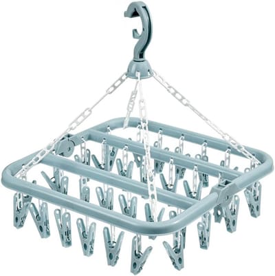 Multifunctionele Wasdroogrek met 32 Clips voor Kleding, Ondergoed en Baby Kleding - Vouwbaar en Ruimtebesparend