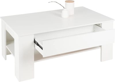 Salontafel met Opbergruimte - Koffietafel Bijzettafel - Woonkamer Organisatie - Krasbestendig Oppervlak - 110 x 65 x 48 cm - Wit