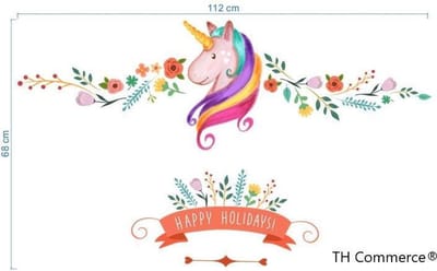 MUURSTICKER  - EENHOORN - UNICORN WANDDECORATIE - KINDERKAMER - BABYKAMER - JONGEN - MEISJE -HAPPY HOLIDAY- nr 6467