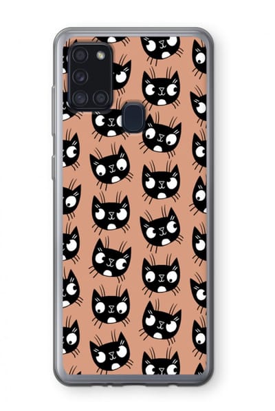 Case Company® - Hoesje geschikt voor Samsung Galaxy A21s hoesje - Kat - Soft Cover Telefoonhoesje - Bescherming aan alle Kanten en Schermrand