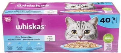 Whiskas 7+ - Kattenvoer natvoer - Vis - Selectie in gelei - maaltijdzakjes 40 x 85 g