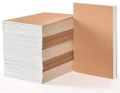 A5 Notitieboek met Blanco Pagina's - 50 Stuks Kraftpapier Notitieblokken voor School, Kantoor en Reizen