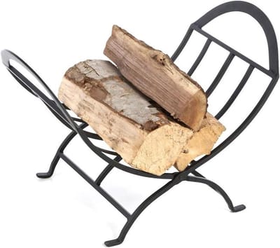 Hout Opslag - Houtmand - Haardhout Opslaan - Verhoogd Ontwerp - Zwaar - Zwart
