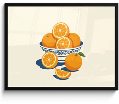 Poster in lijst - Fotolijst 70x50 cm - Posters - Schaal - Minimalistisch - Oranje - Sinaasappels - Posterlijst zwart - Decoratie - Wanddecoratie woonkamer - Muurdecoratie slaapkamer
