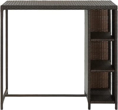 Bartafel met rek - Bistrotafel buiten - Terras Genieten - Opbergruimte aan zijkant - 120 x 60 cm - Bruin