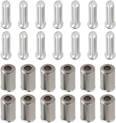 Dailygoods- Remkabel Eindkappen Set 100 Stuks - 50 Stuks Koper - 50 Stuks Aluminium - 5mm Binnendiameter - Fietsaccessoires - Schokbestendig - Kabeleindkappen