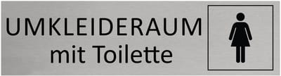 CombiCraft Aluminium Deurbordje "Umkleideraum Damen mit Toilette " 165x45mm met tape