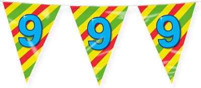 Paperdreams Slinger - Verjaardag 9 jaar thema Vlaggetjes - feestversiering - 10m - dubbelzijdig