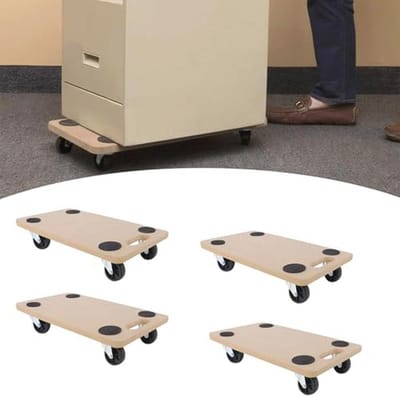 Transportrollers voor Meubels, 4 Stuks, Met Rubber Pads en Handgreep, Tot 200 Kg Draagkracht