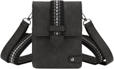 THL Design - Dames schoudertas - Klein tasje - Overslag - telefoontasje - 2 banden - Tas zwart / grijs