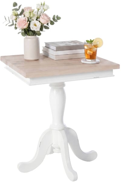 CLP Lorne Bijzettafel - Salontafel - Mindihout - Vierkant - Landelijk - natura/wit