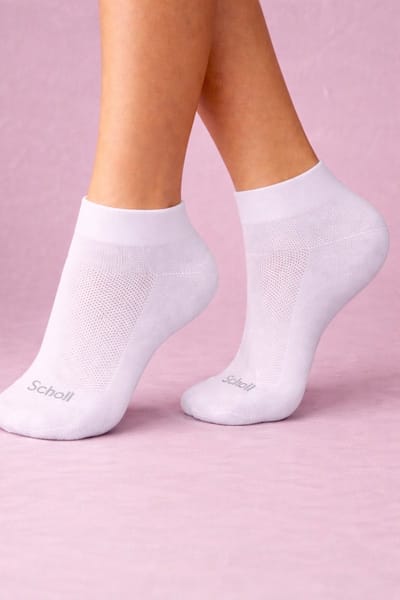 Scholl Cool & Dry Sokken Wit – 4 Paar – Maat 43-46 – Ademend Katoen – Anti Zweet – Y-hiel Pasvorm – Comfort Sokken Dames & Heren